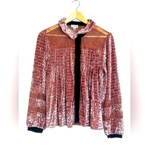 POL Velvet Top Crushed Blush Rose Lace Sz S